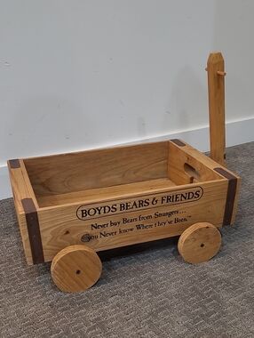 Boyds Bears Wooden Pull Wagon Decor